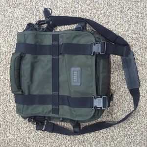 Kipling Hacker convertible backpack messenger bag army green black nylon
